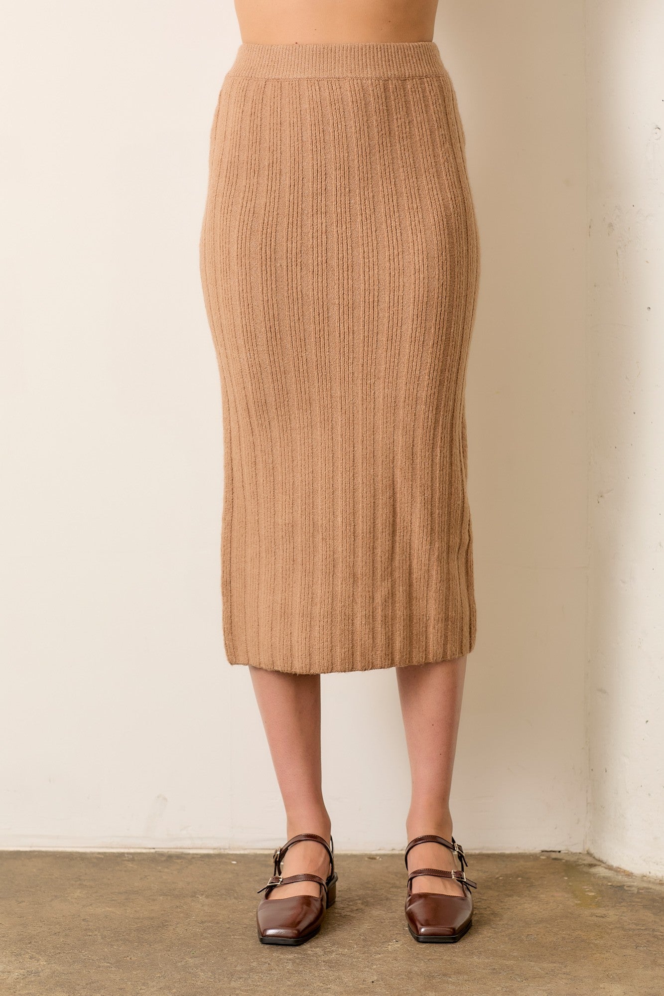 Ribbed Sweater Midi Skirt