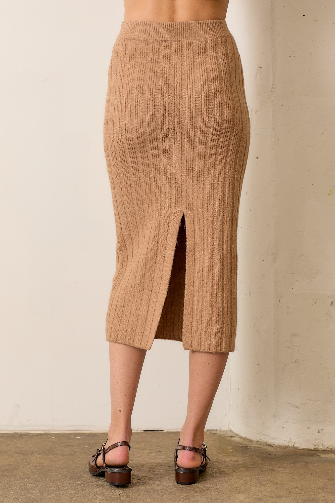 Ribbed Sweater Midi Skirt