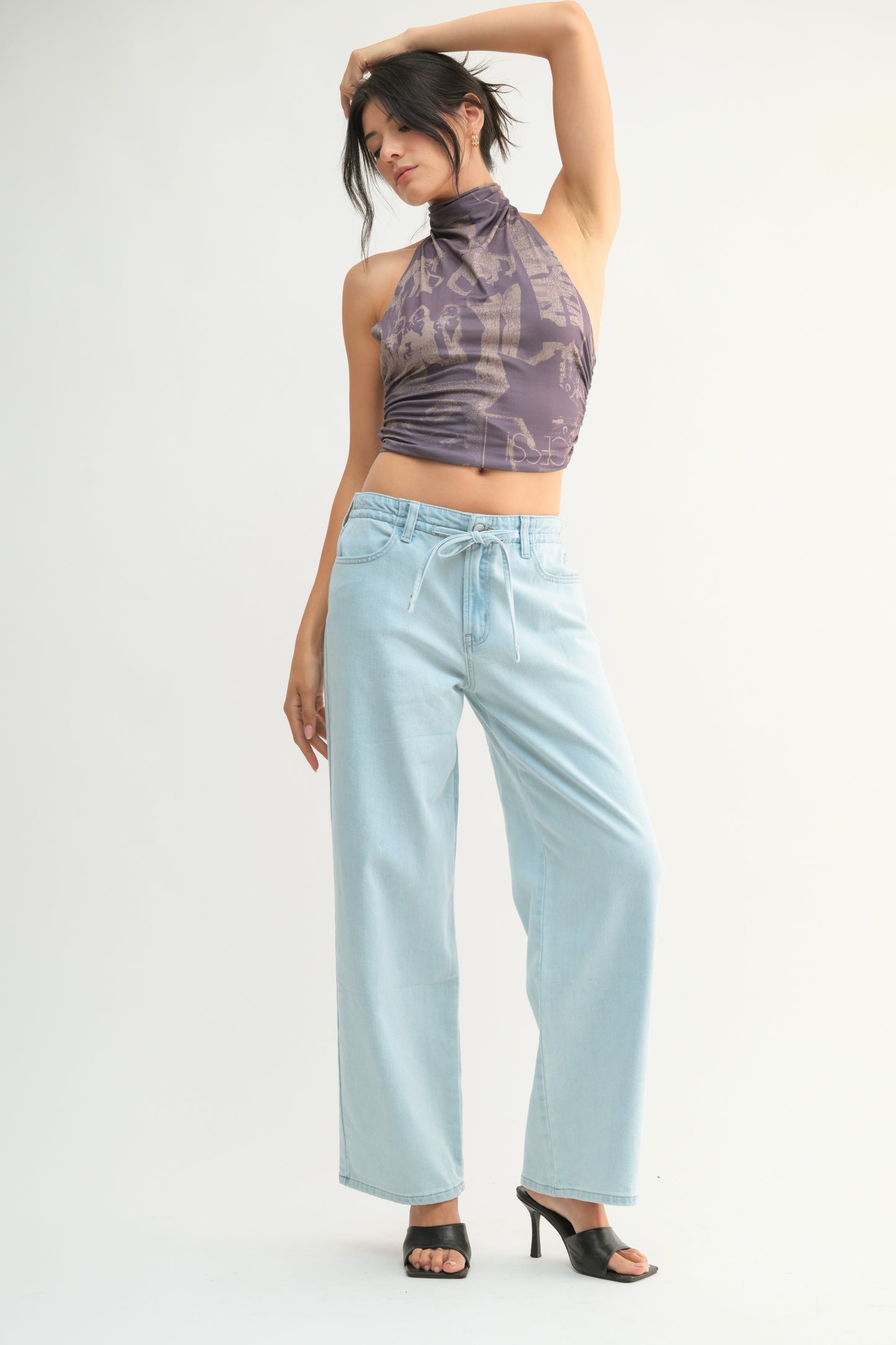 Wide Leg Drawstring Jeans