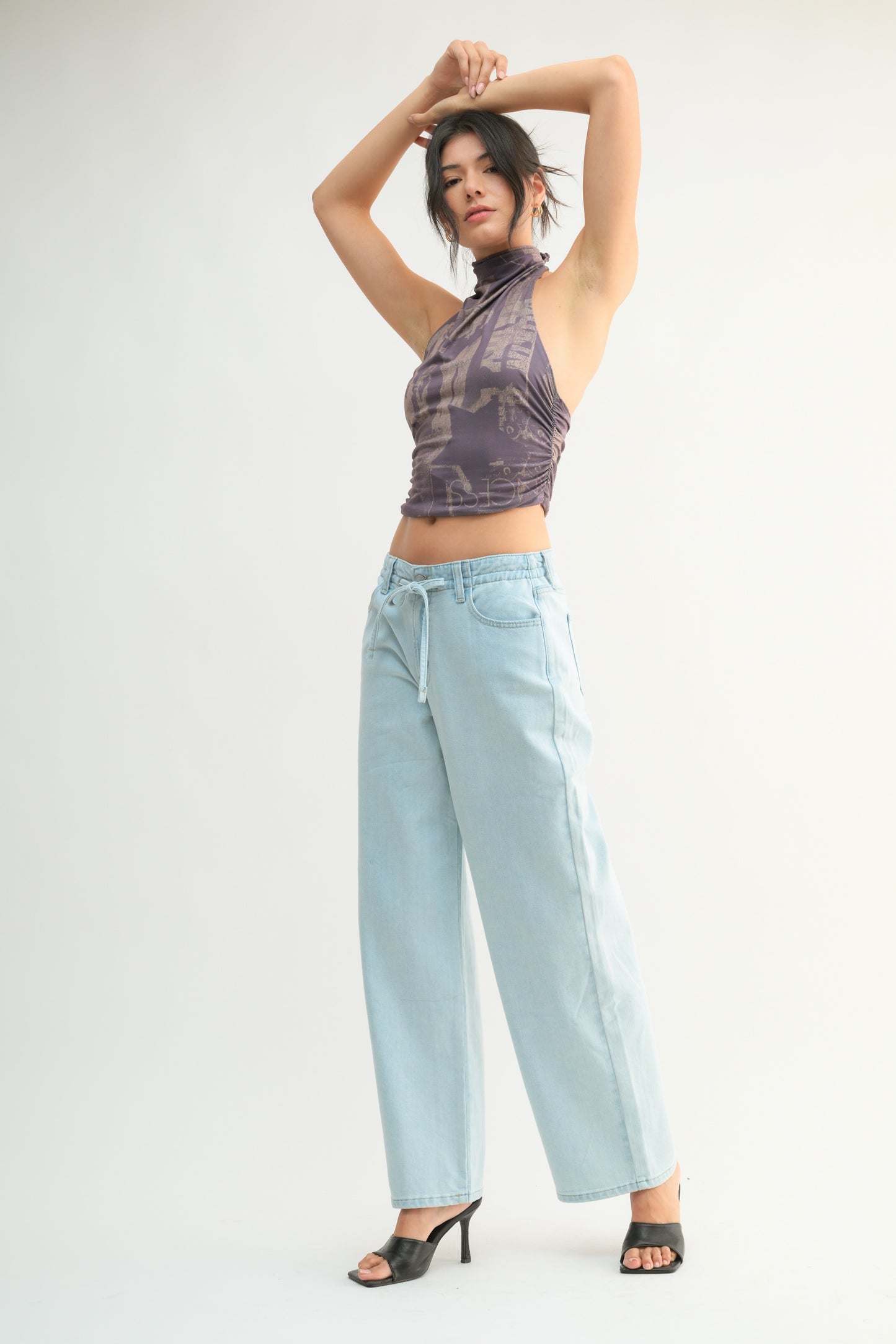 Wide Leg Drawstring Jeans