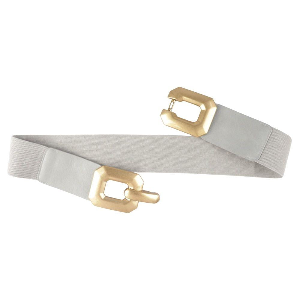Wide Stretch Belt with Oversized Gold Buckle