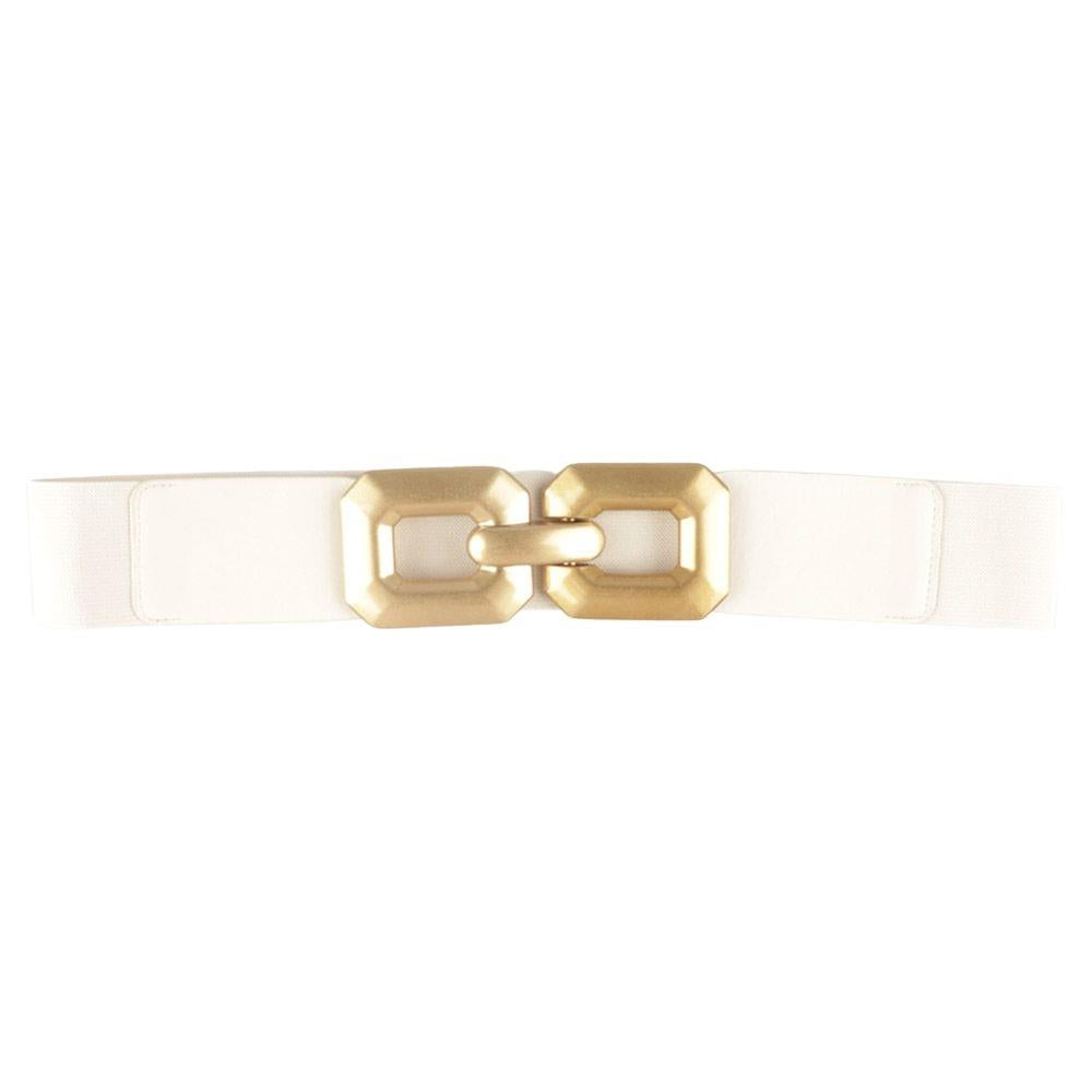 Wide Stretch Belt with Oversized Gold Buckle
