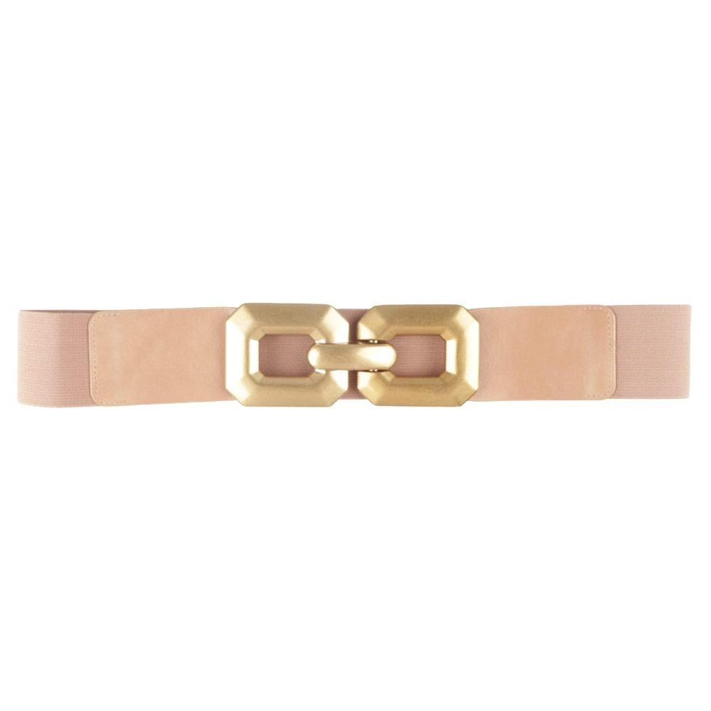 Wide Stretch Belt with Oversized Gold Buckle
