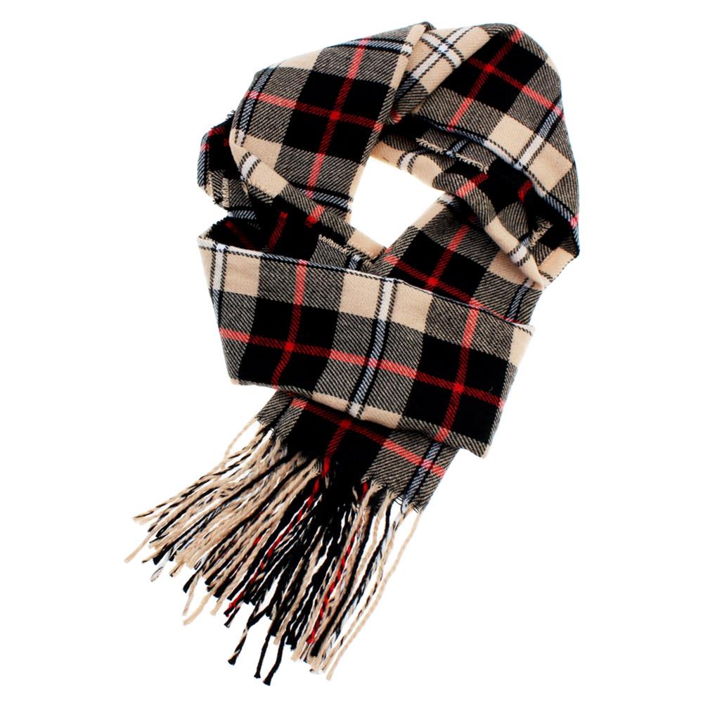 Fringe Oblong Plaid Scarf