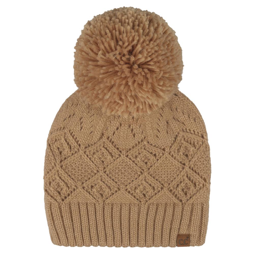 C.C. Diamond Lace Pom Pom Beanie
