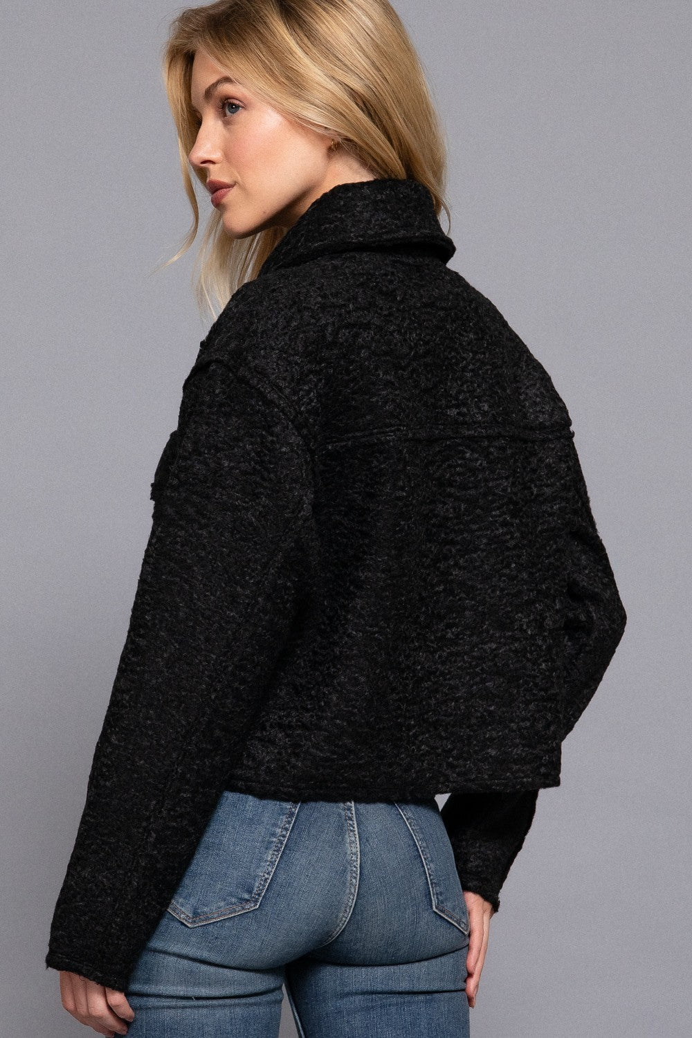 Teddy Fleece Jacket in Black