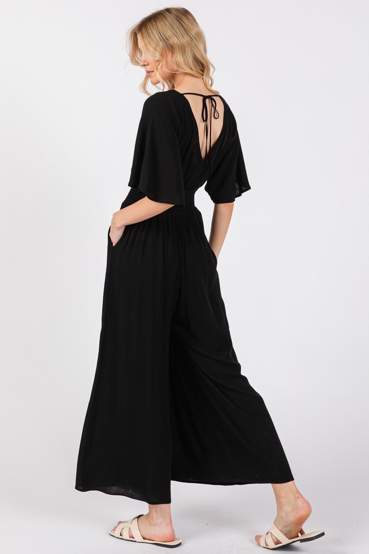 Gauze Smocked Waist Jumpsuit