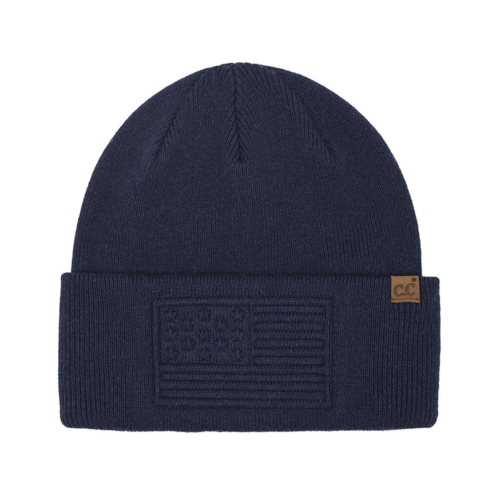 3D Embossed American Flag Beanie