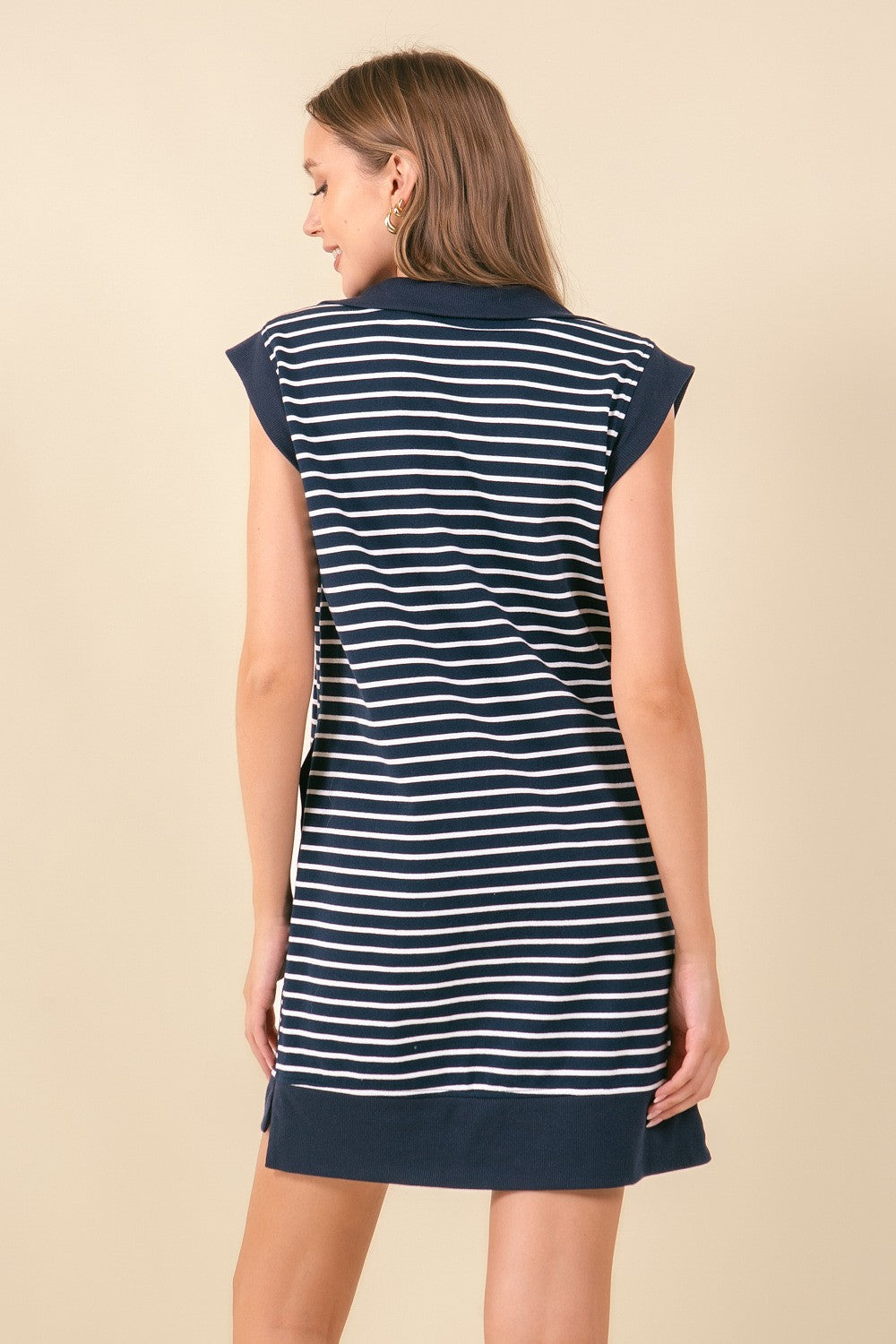 Striped French Mini Dress W/ Side Pockets