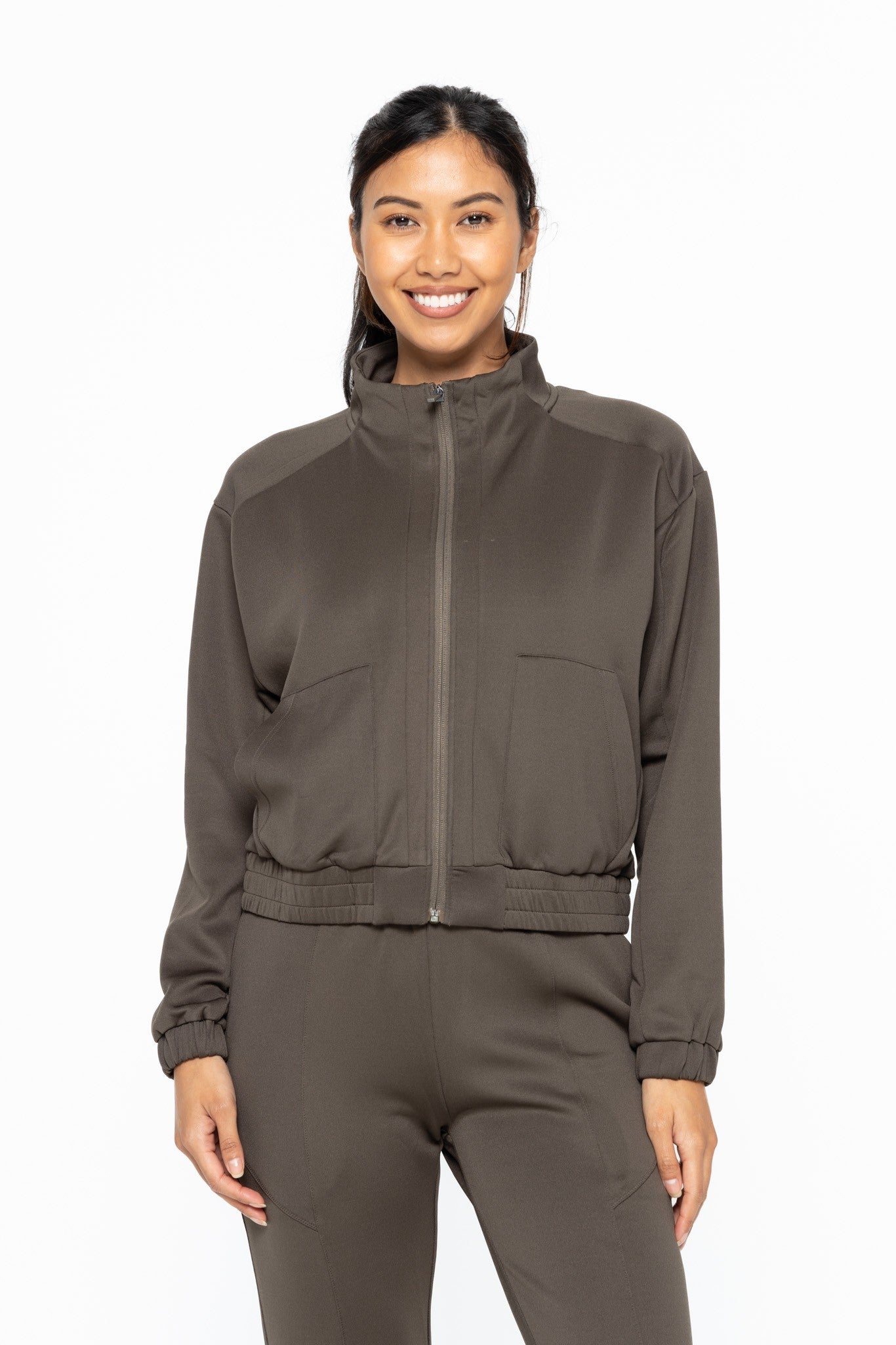 Mock Neck Zip-Up Jacket