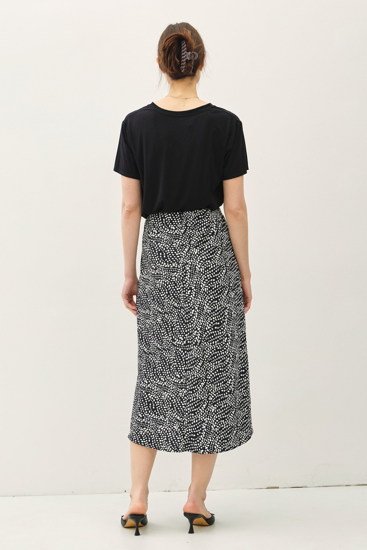 The June Black Dot Skirt in Black