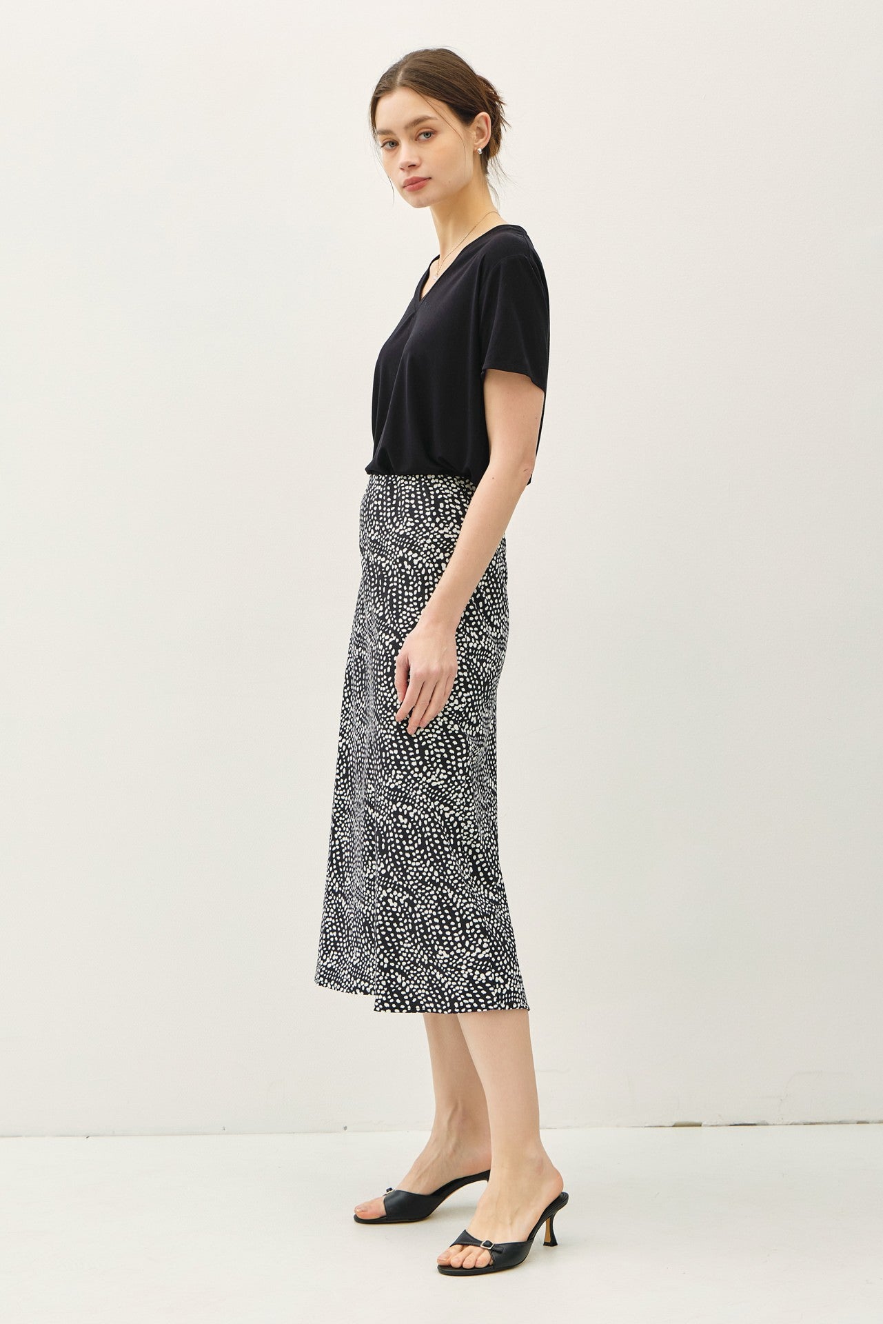 The June Black Dot Skirt in Black