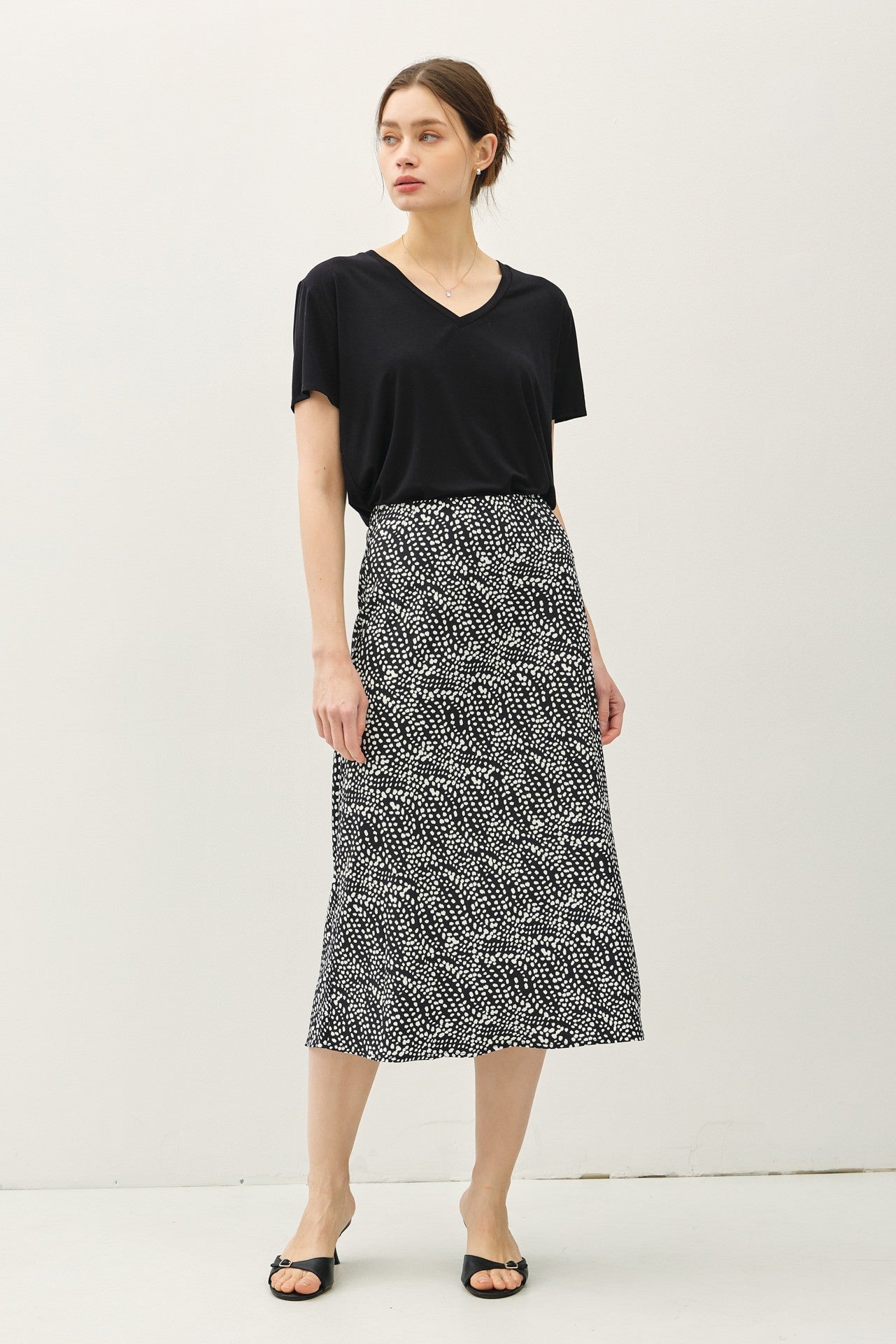 The June Black Dot Skirt in Black