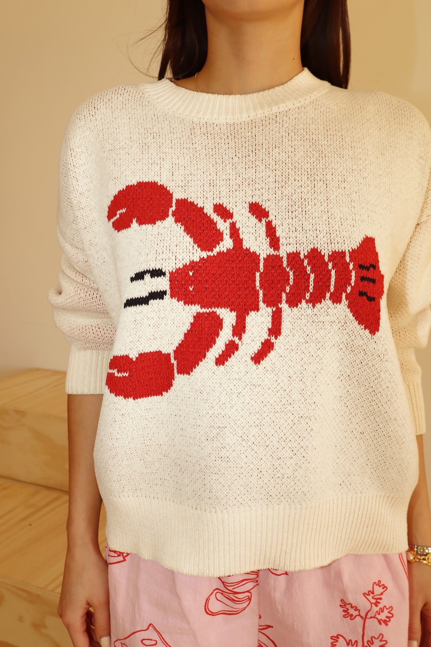 Lobster Knit Round Neck Sweater