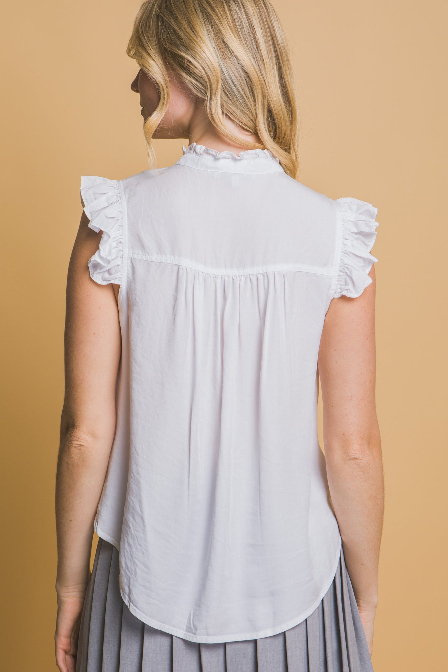 Tencel Ruffle Sleeve Top