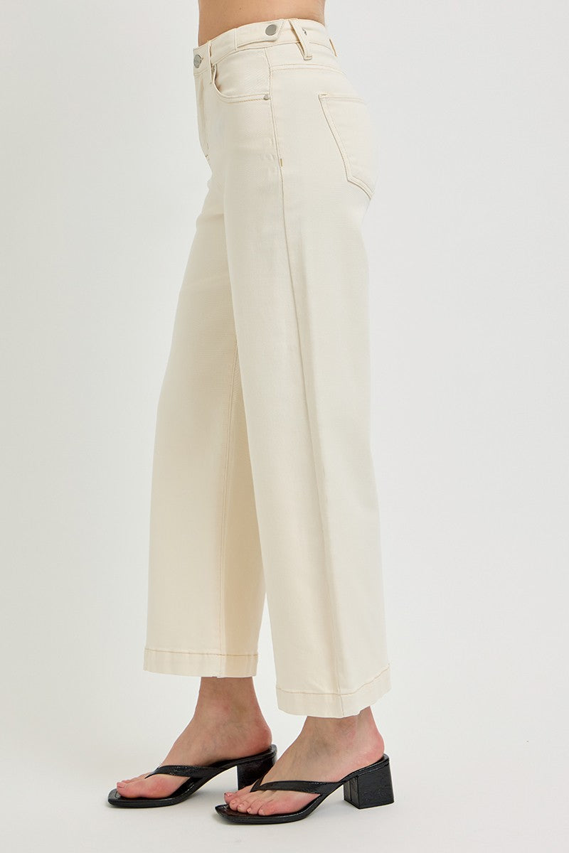 Tummy Control Ivory Cropped Jeans