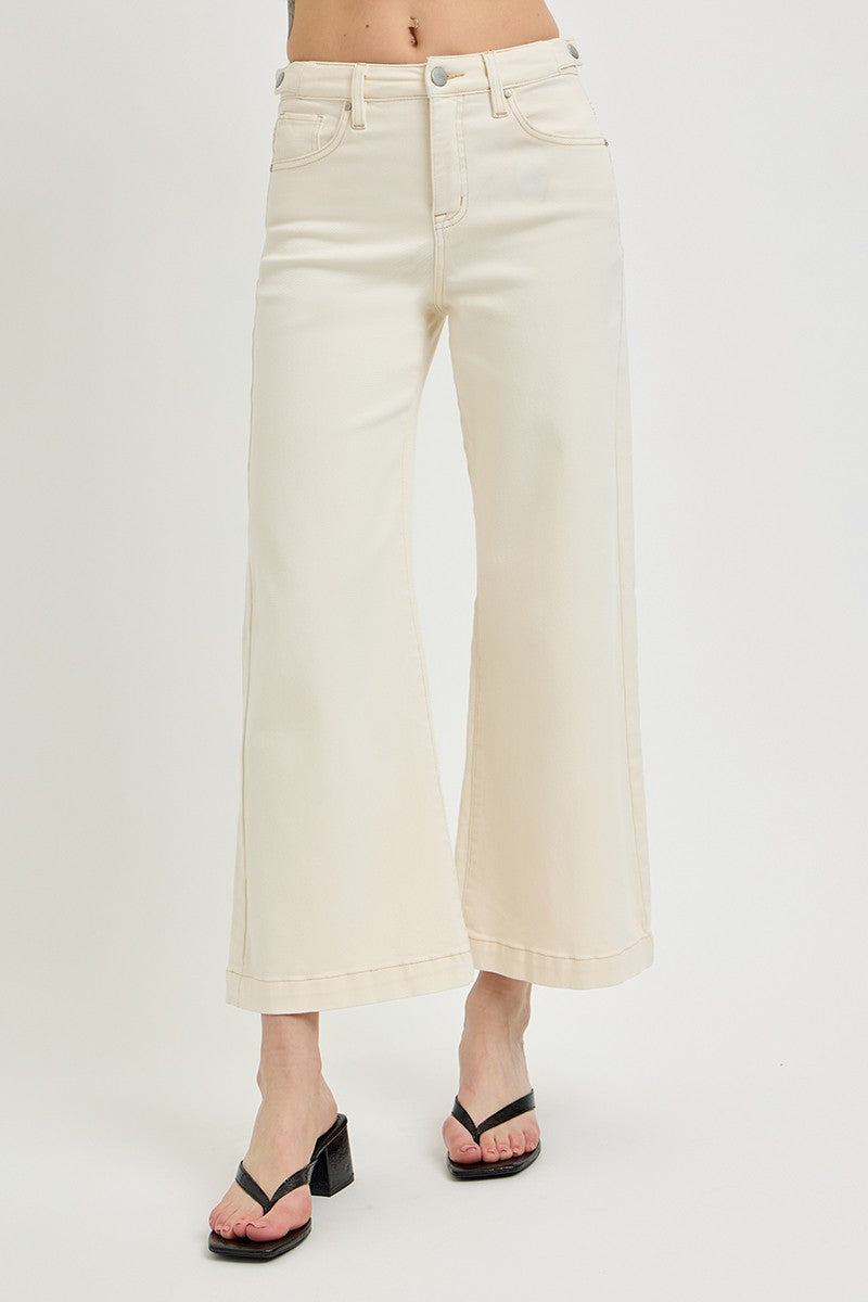 Tummy Control Ivory Cropped Jeans