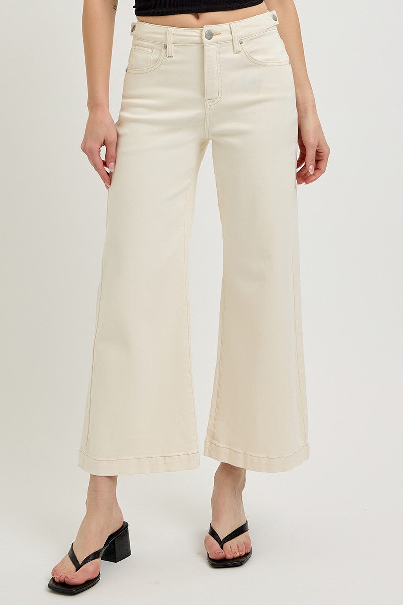Tummy Control Ivory Cropped Jeans