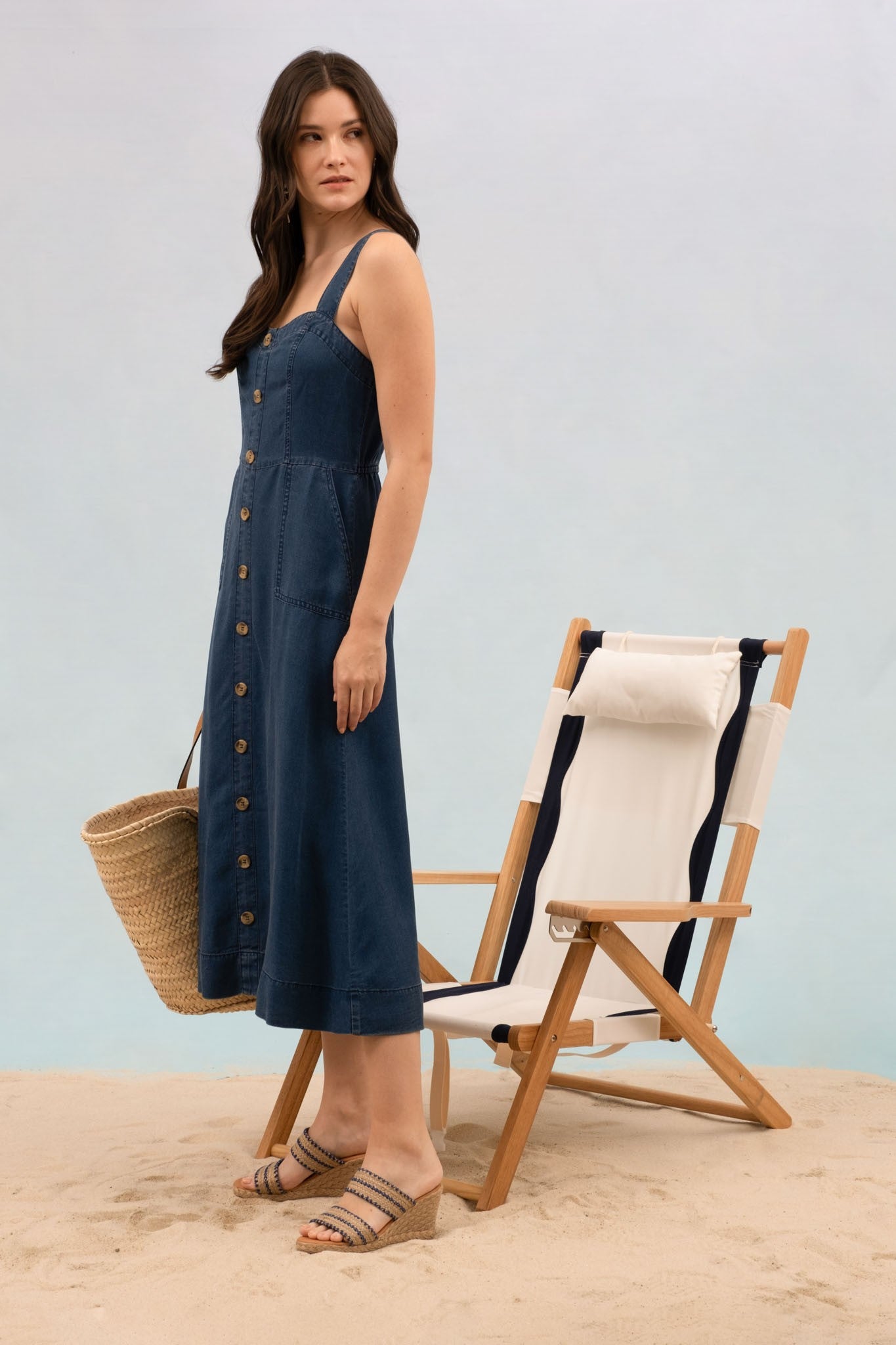 Dark Chambray Button Down Dress