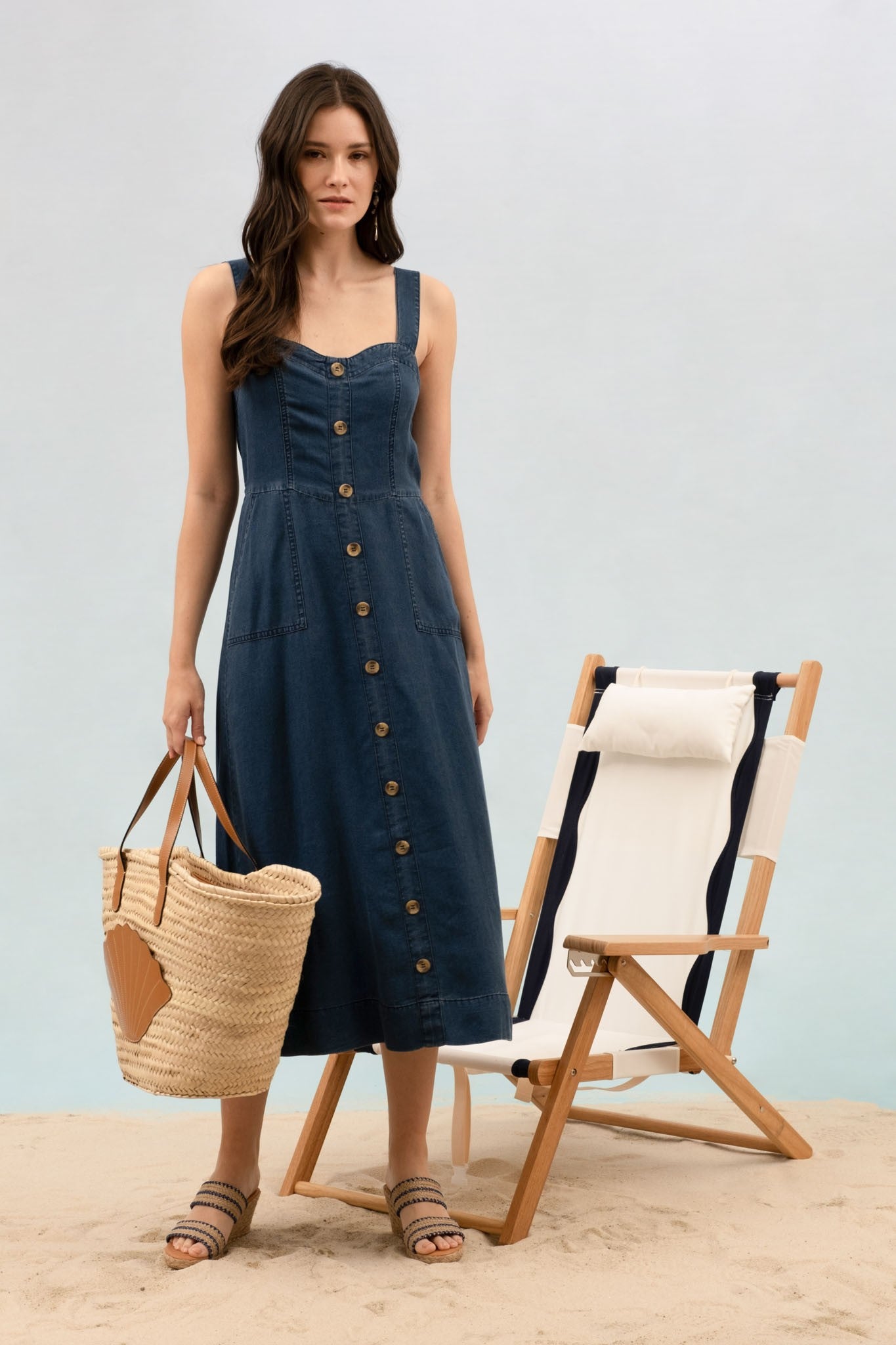 Dark Chambray Button Down Dress