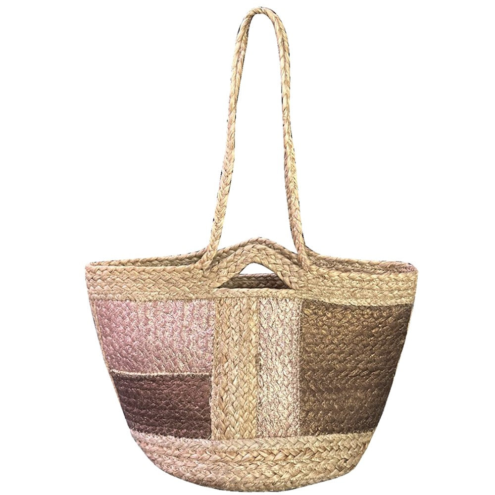 Blush/Mocha Woven Tote Bag