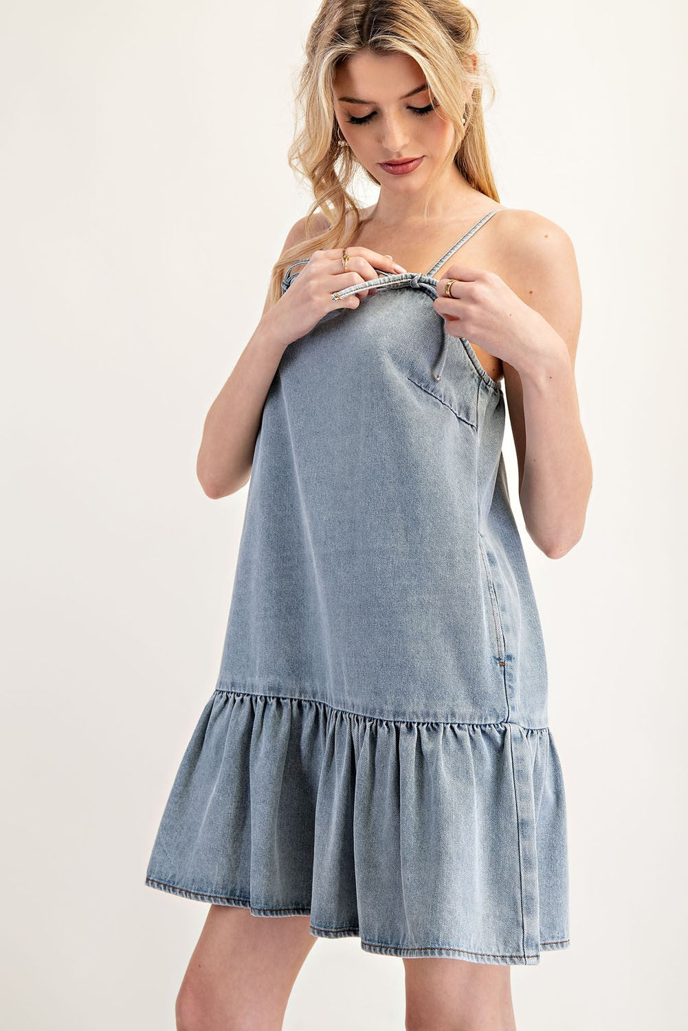 Denim Tie Summer Mini Dress