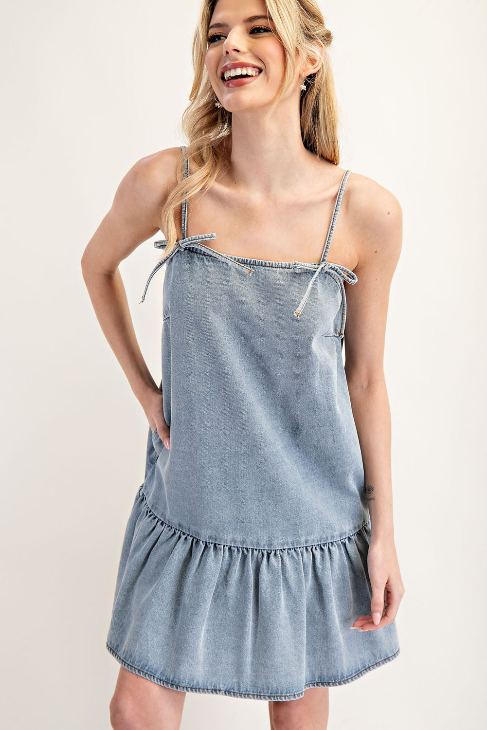 Denim Tie Summer Mini Dress