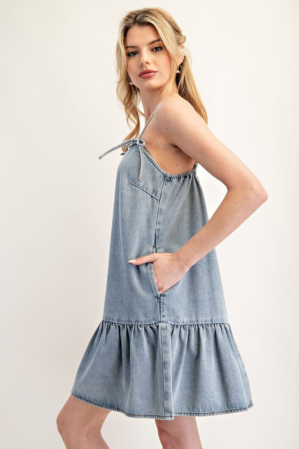 Denim Tie Summer Mini Dress