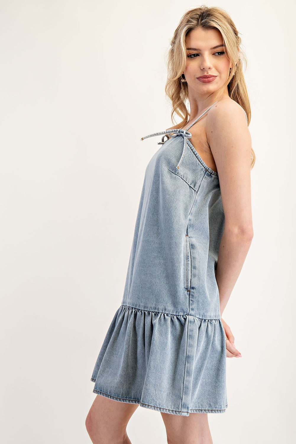 Denim Tie Summer Mini Dress
