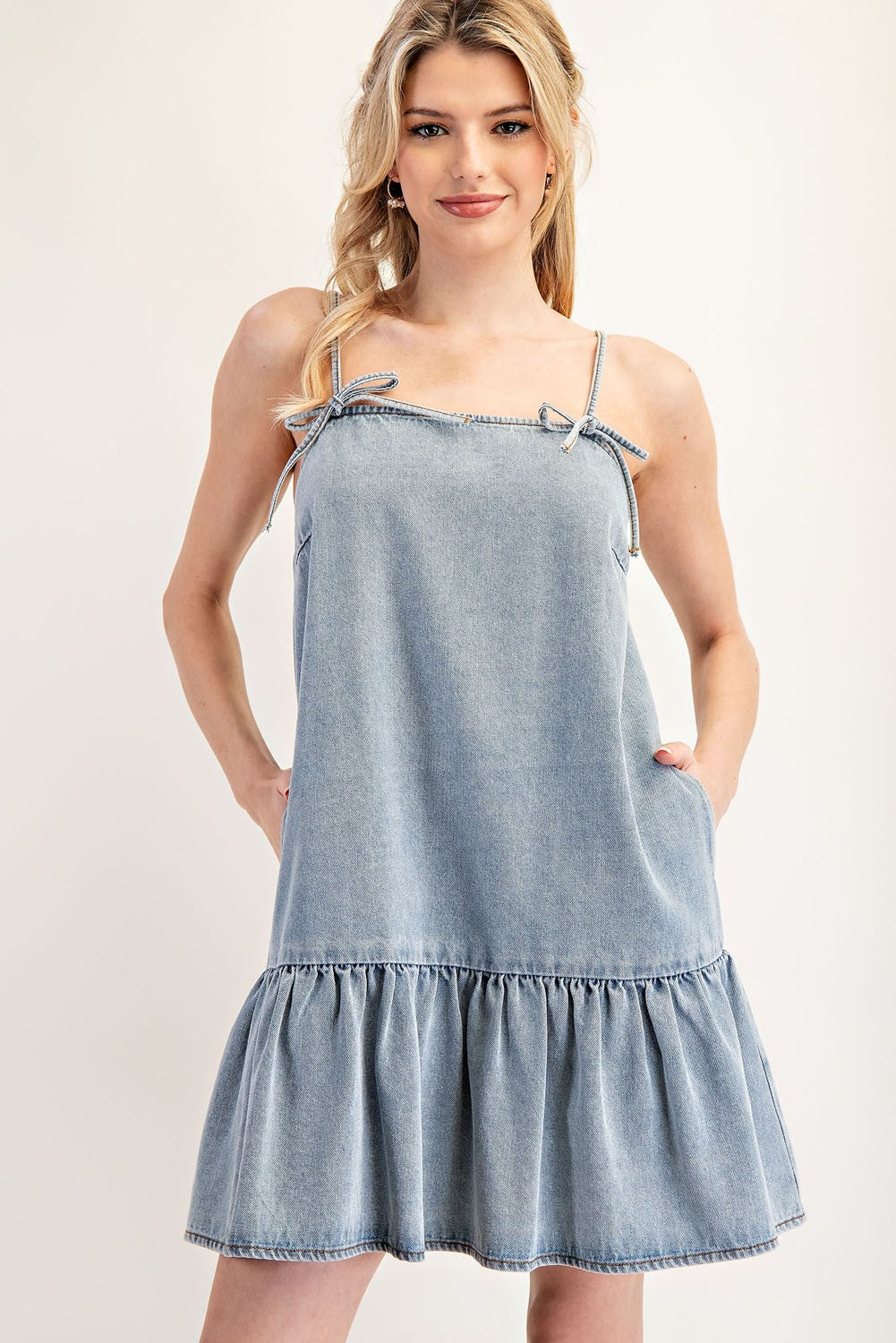 Denim Tie Summer Mini Dress