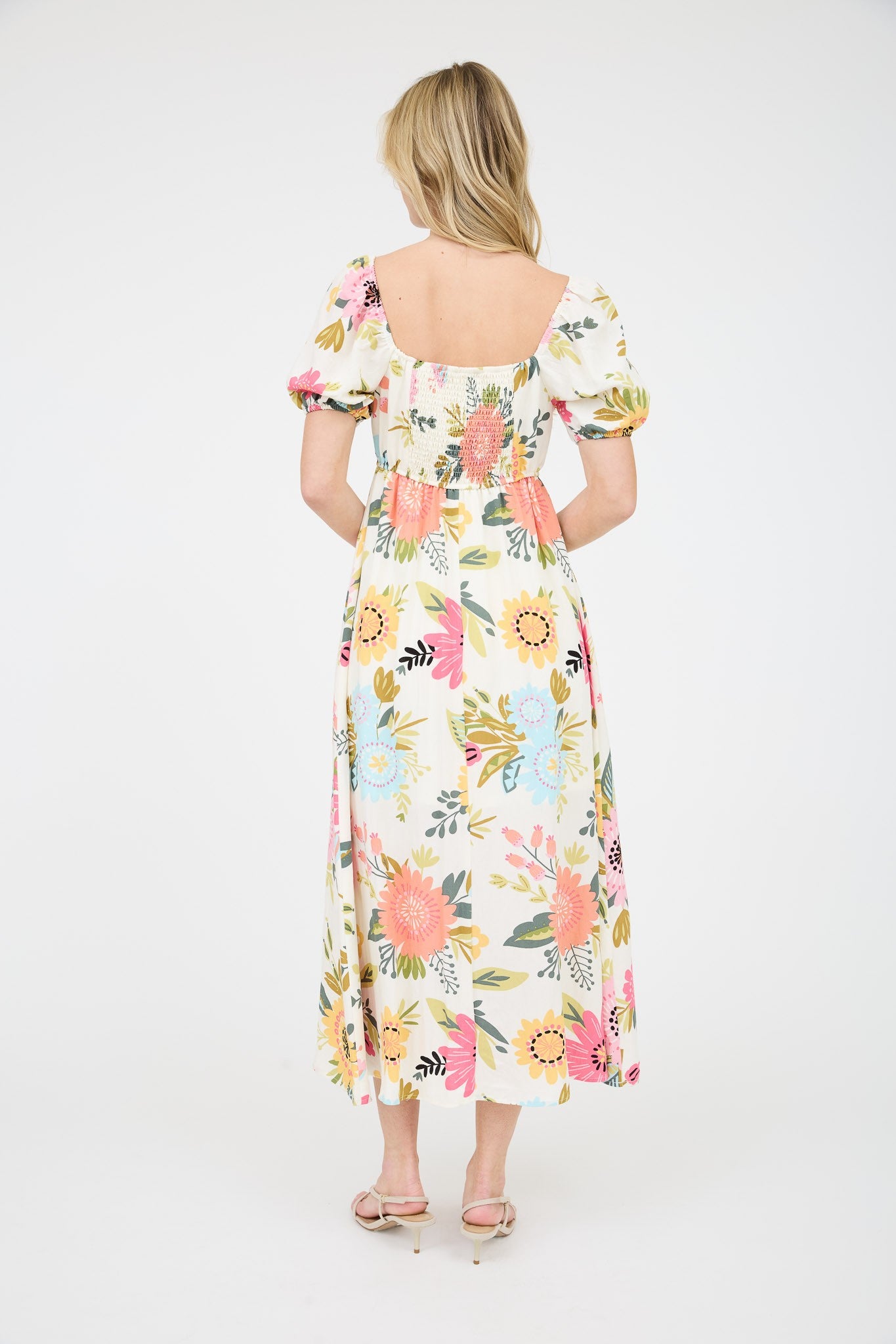 Floral Print Square Neck Dress