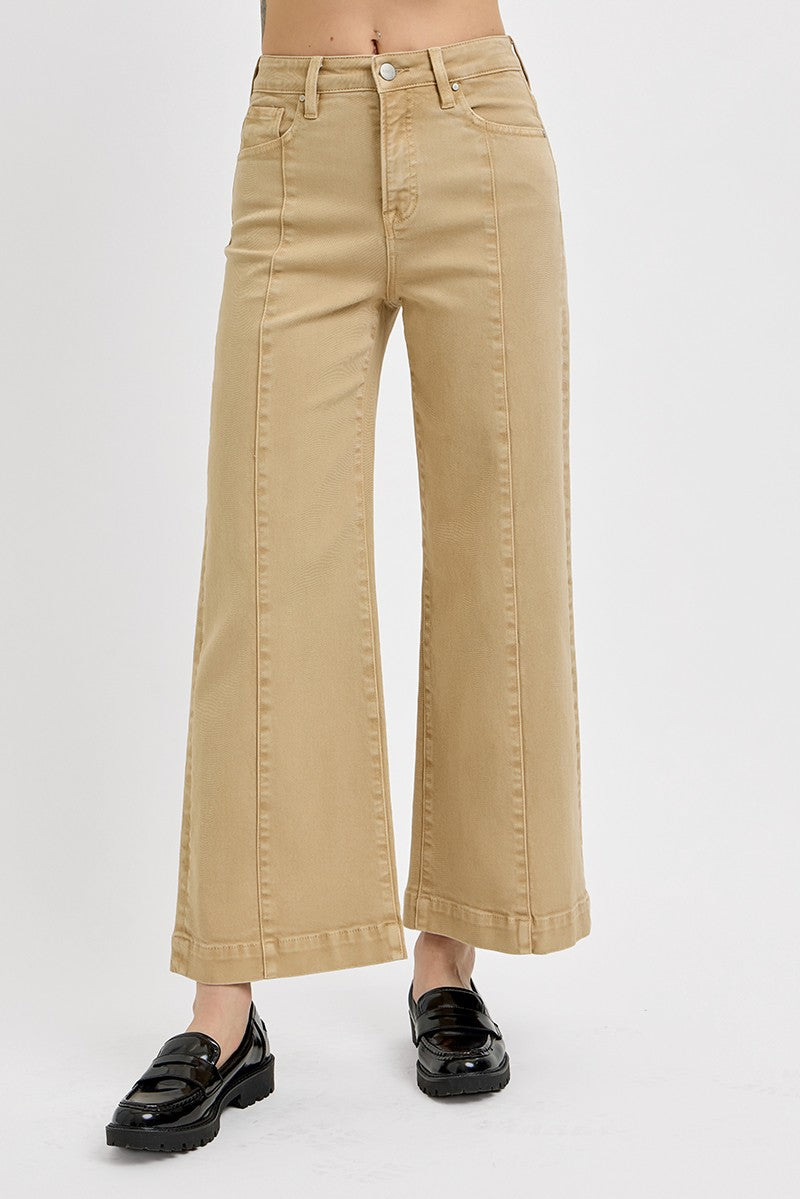 Tummy Control High Rise Crop Wide Jeans