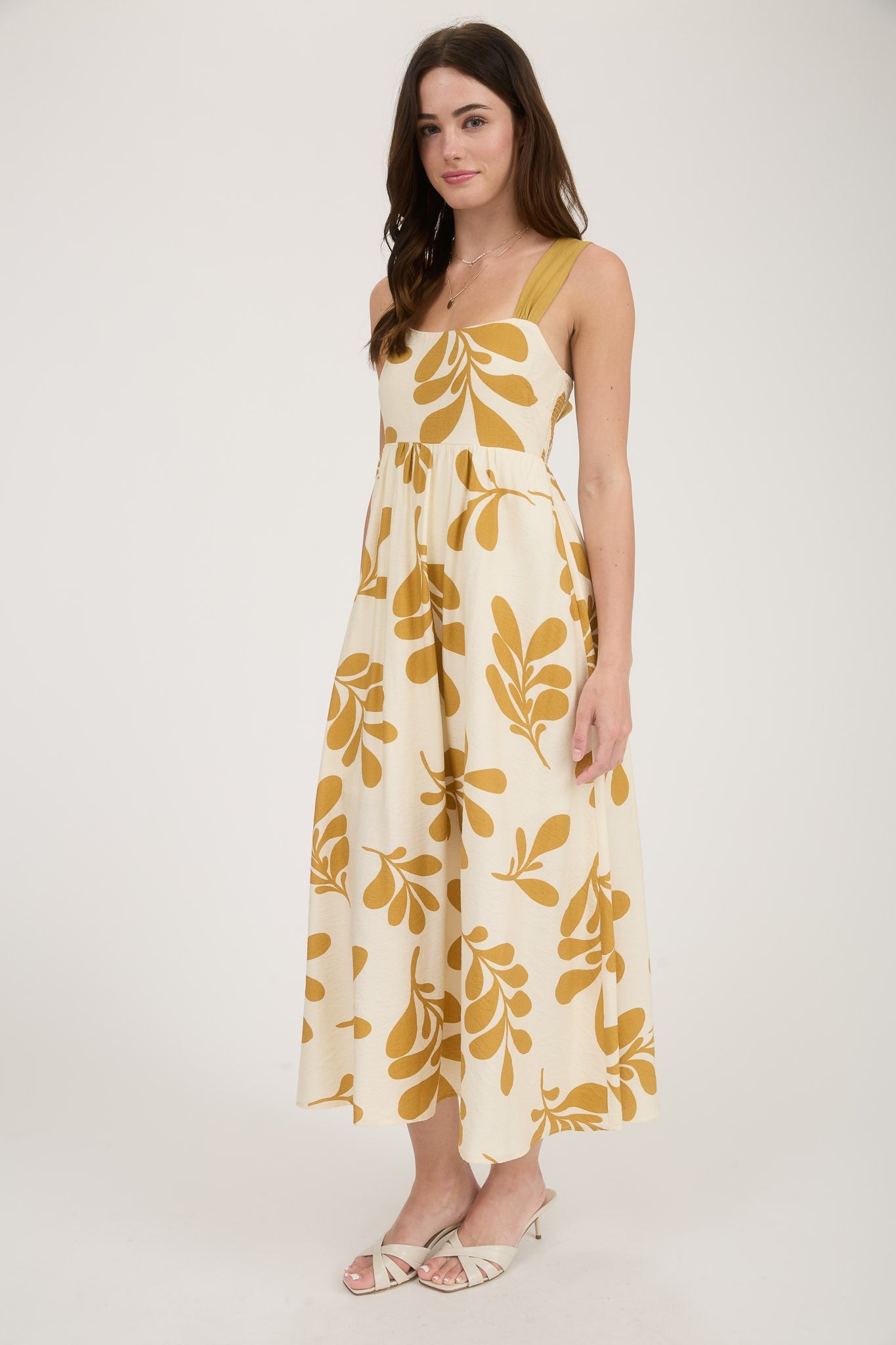 Mustard Back Tie Detail Dress