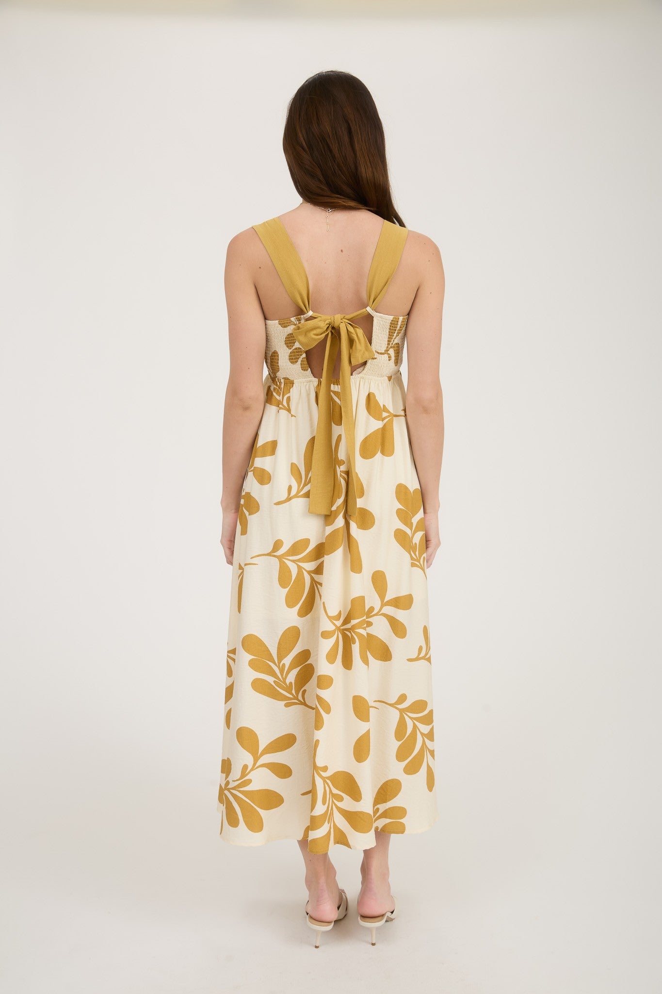 Mustard Back Tie Detail Dress