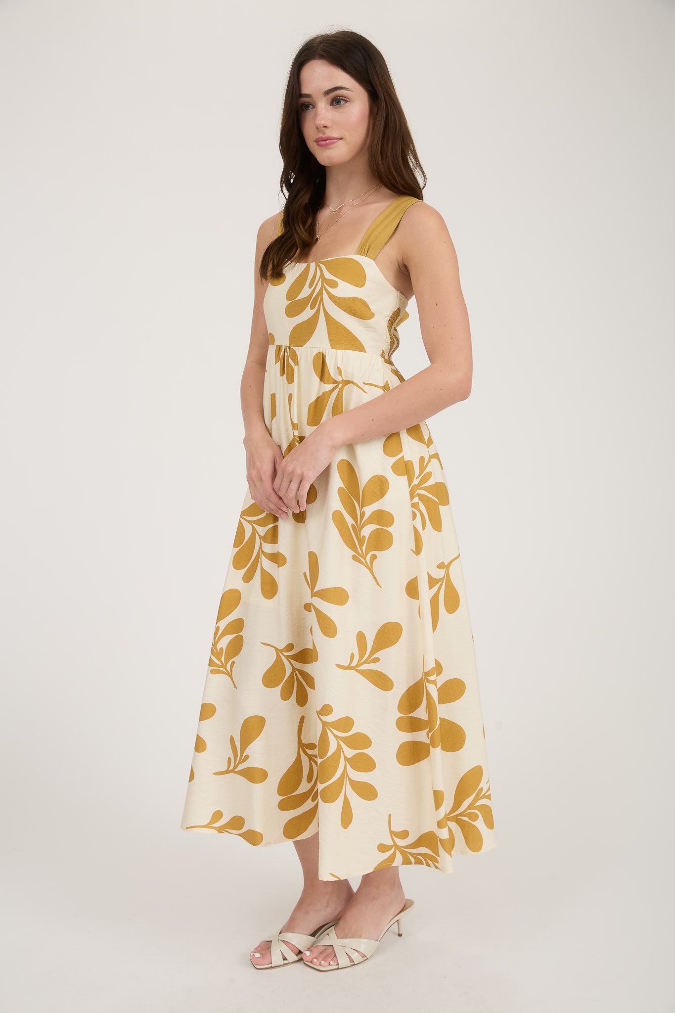 Mustard Back Tie Detail Dress