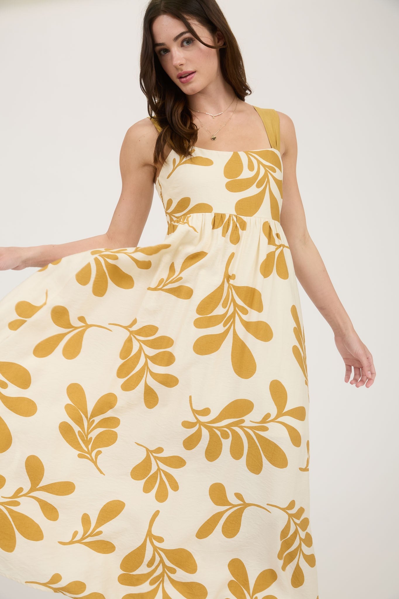 Mustard Back Tie Detail Dress