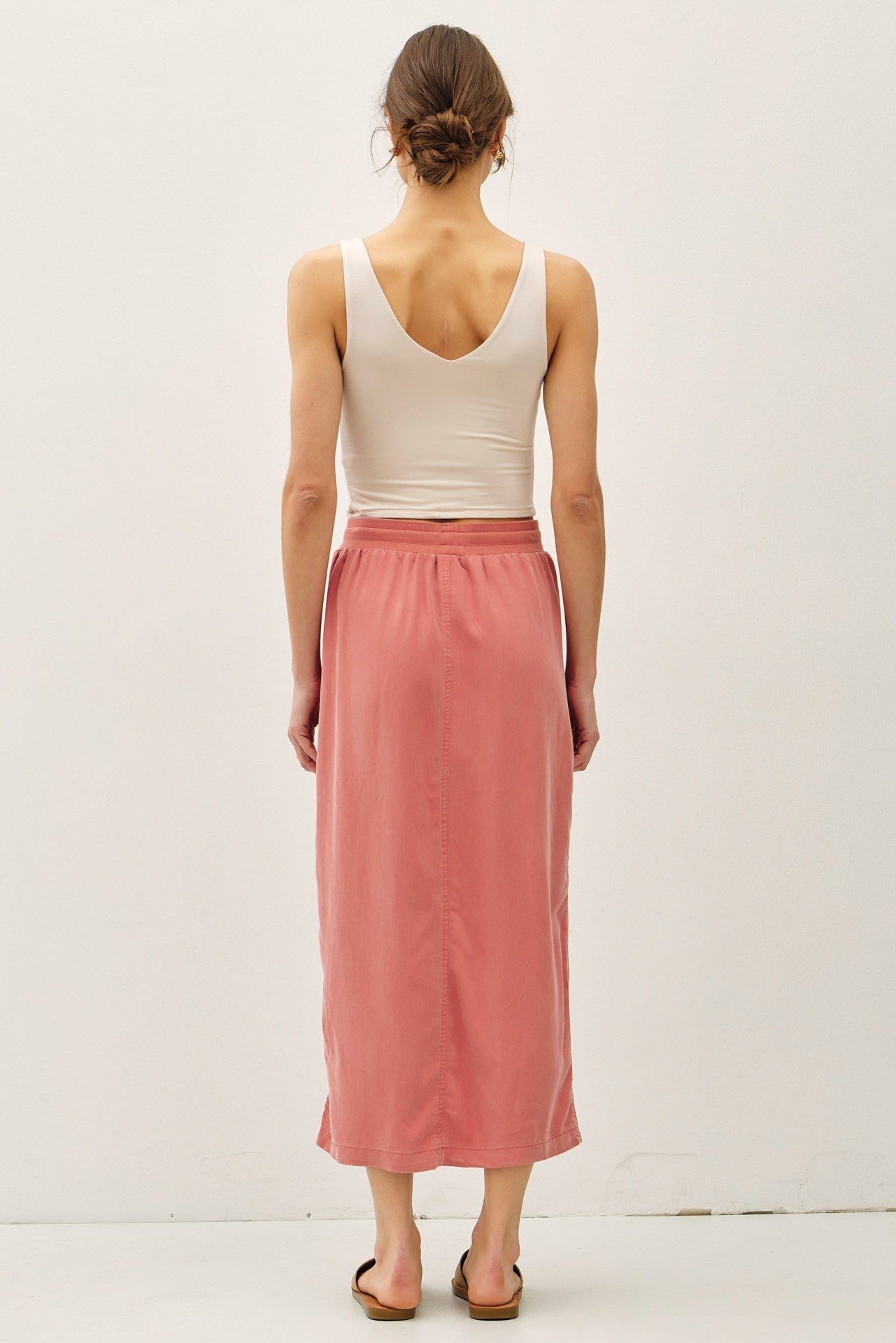 Tencel Midi Skirt in Dusty Coral
