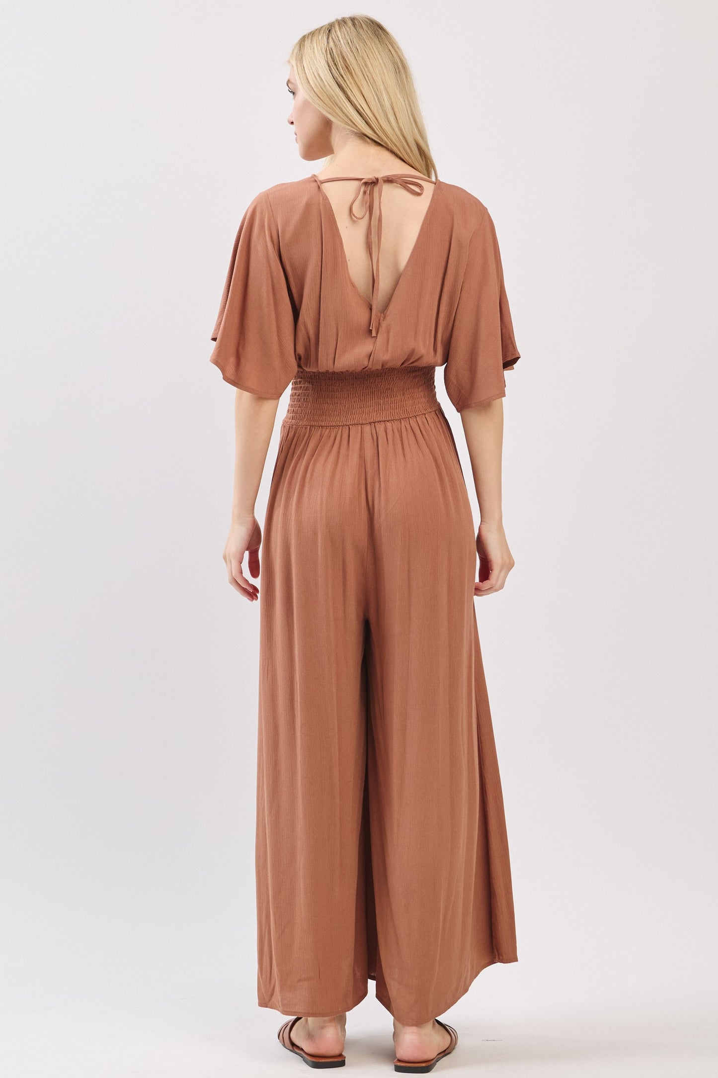 Gauze Smocked Waist Jumpsuit