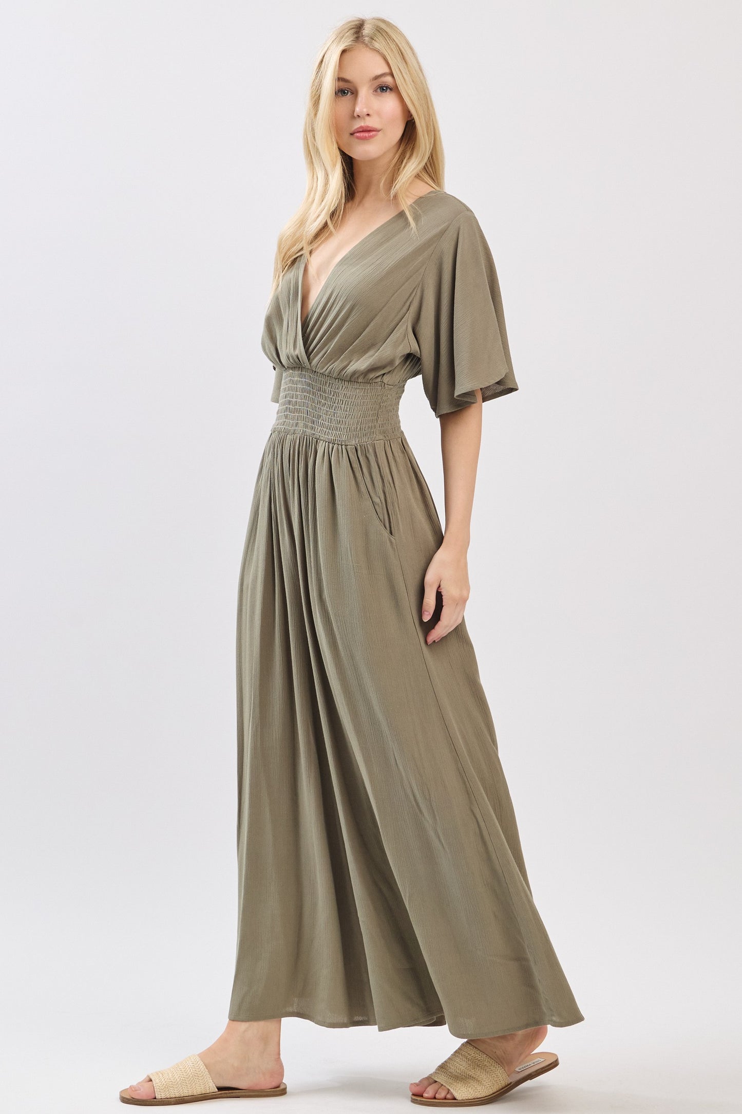 Gauze Smocked Waist Jumpsuit
