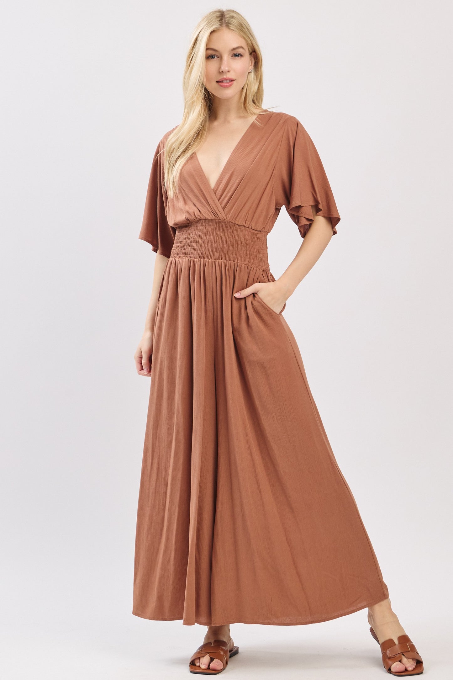 Gauze Smocked Waist Jumpsuit