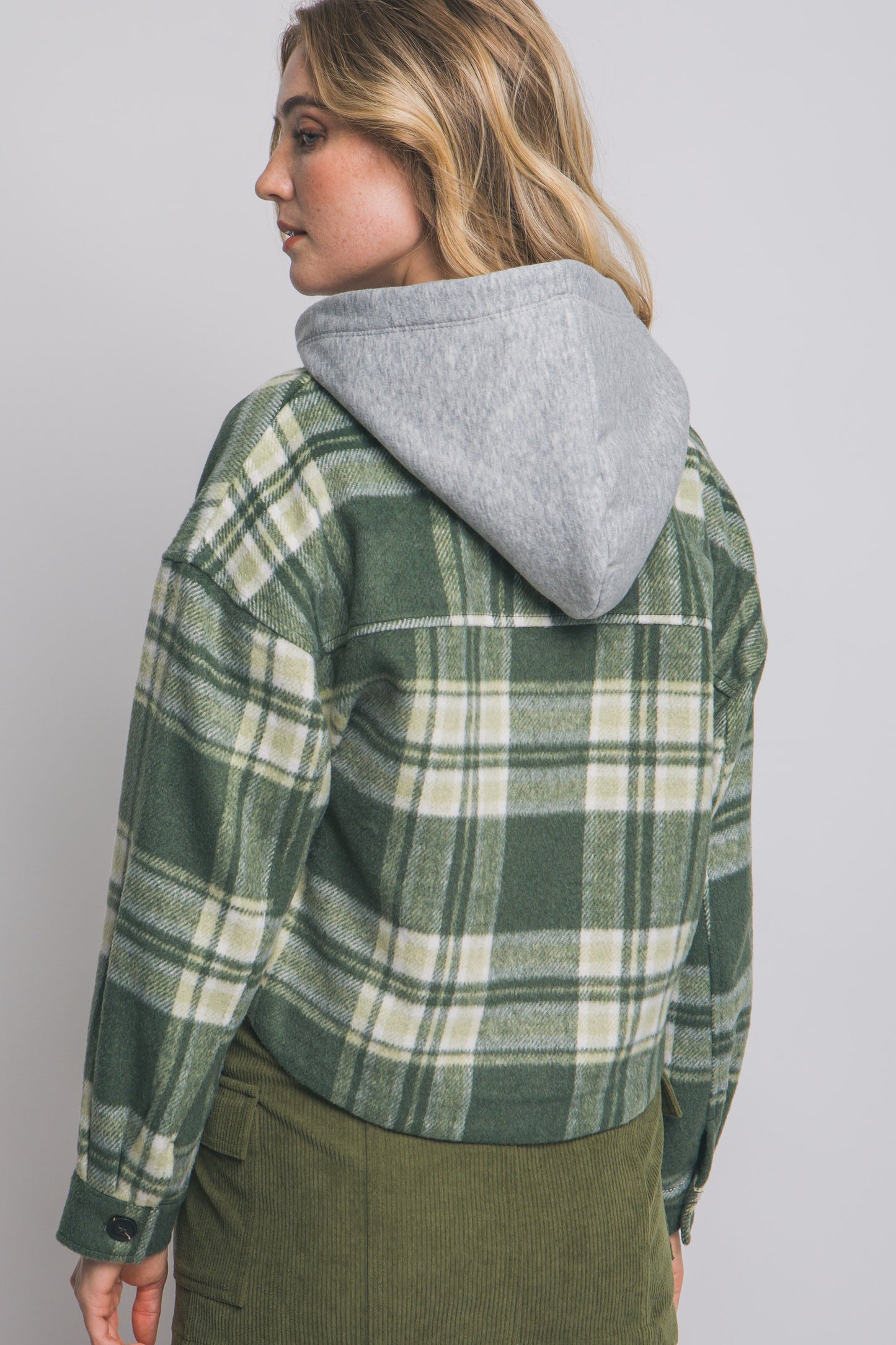Plaid Shacket With Detachable Hood