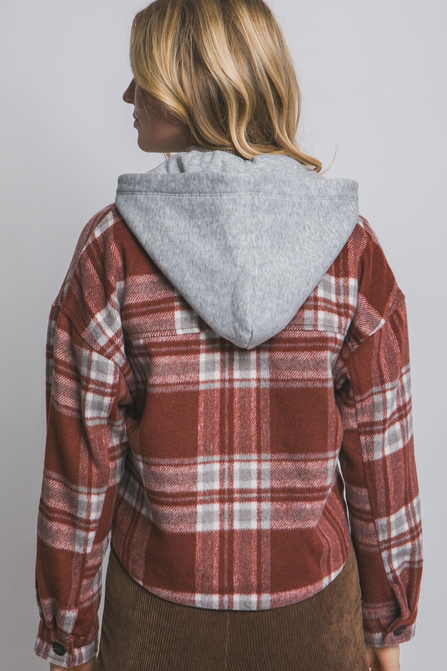 Plaid Shacket With Detachable Hood