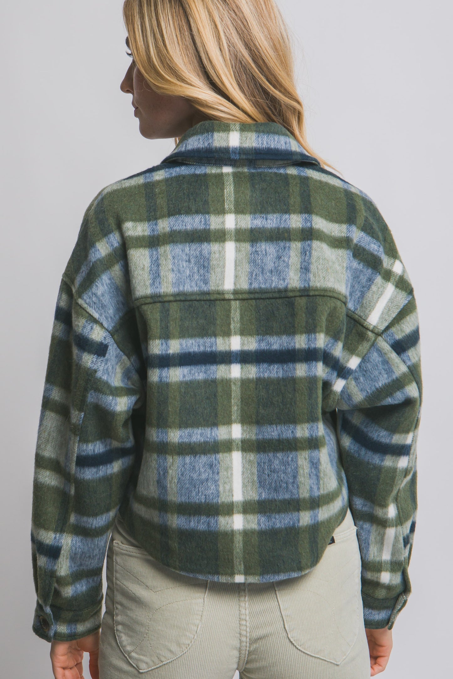 Plaid Fleece Cropped Jacket
