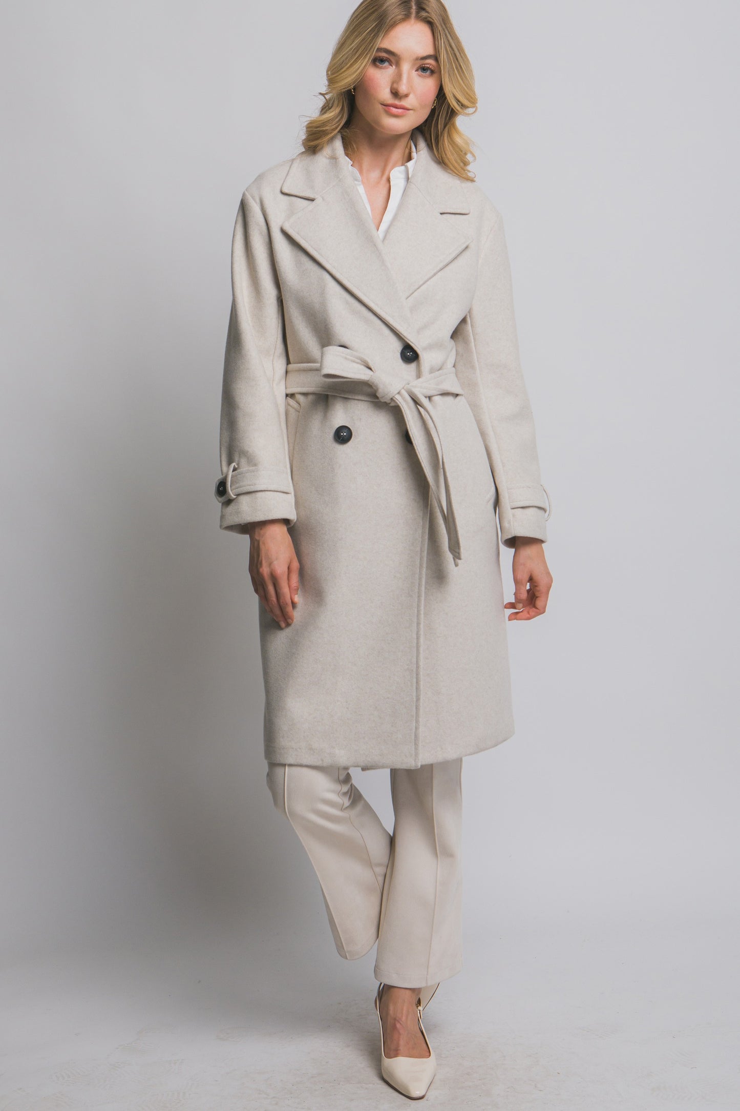 Double Breasted Belted Wrap Coat