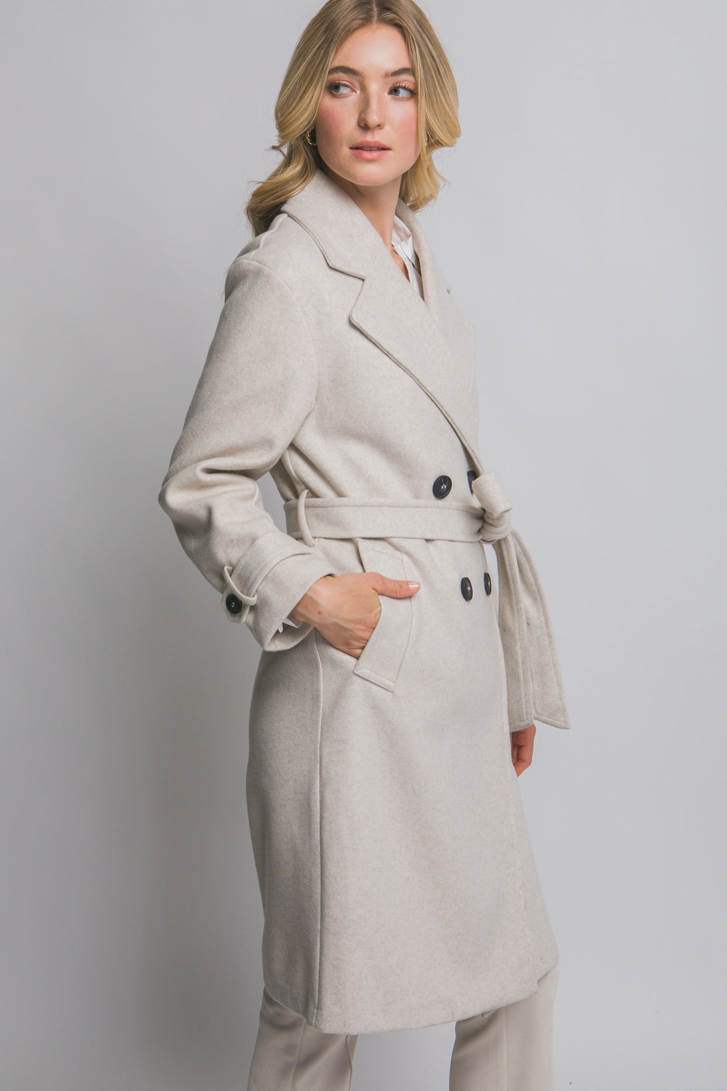 Double Breasted Belted Wrap Coat