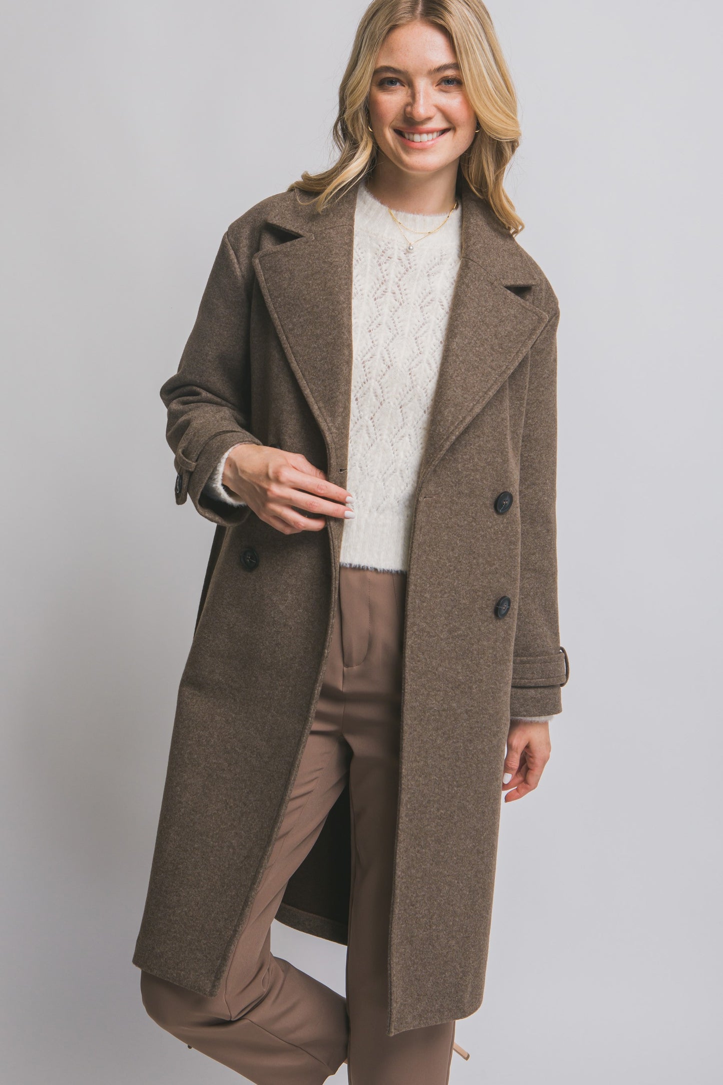 Double Breasted Belted Wrap Coat