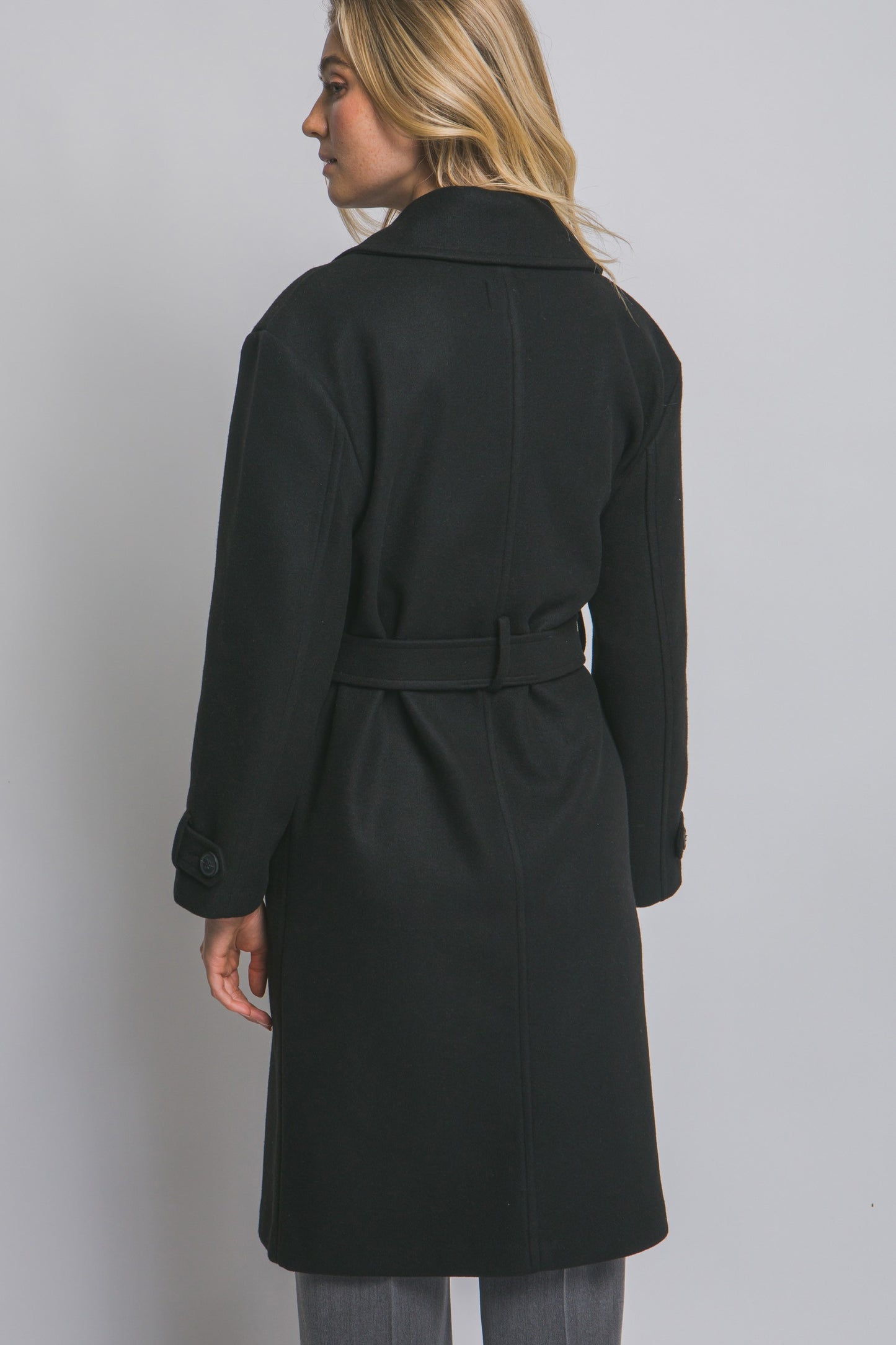 Double Breasted Belted Wrap Coat