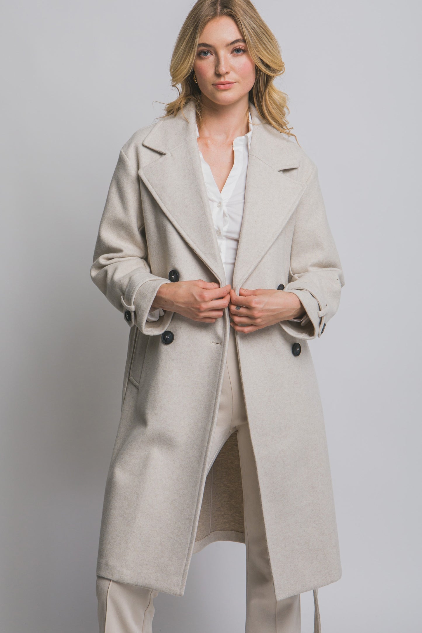 Double Breasted Belted Wrap Coat