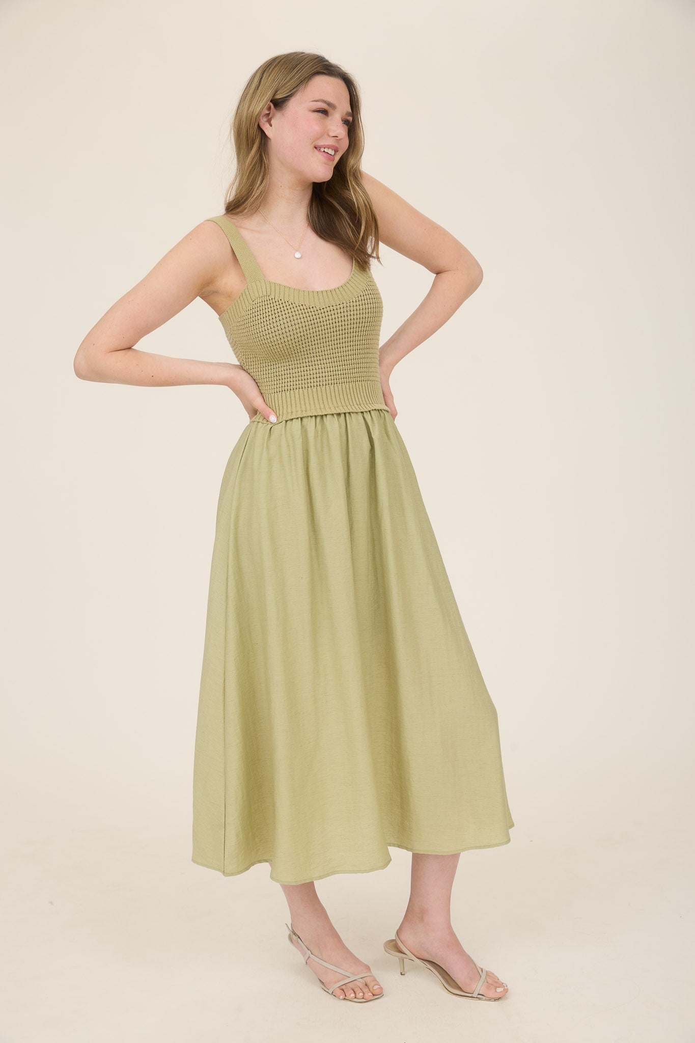 Helen Knit Twoofer Midi Dress