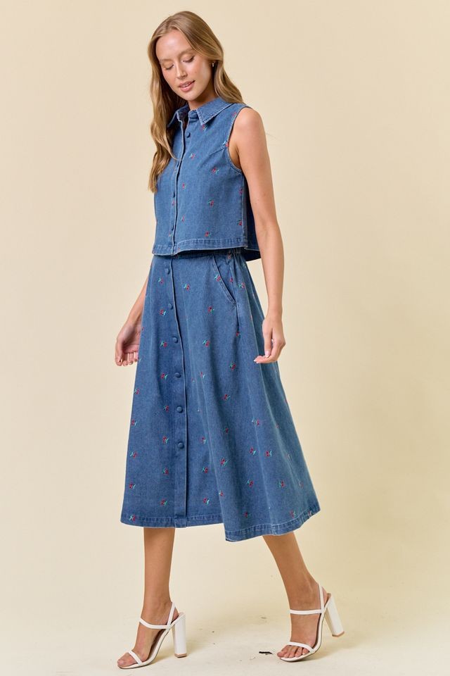 Cherry Denim Top